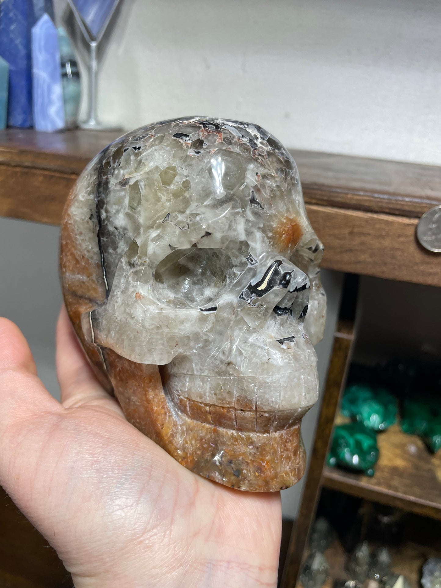 XL Mosaic Chalcedony Skull