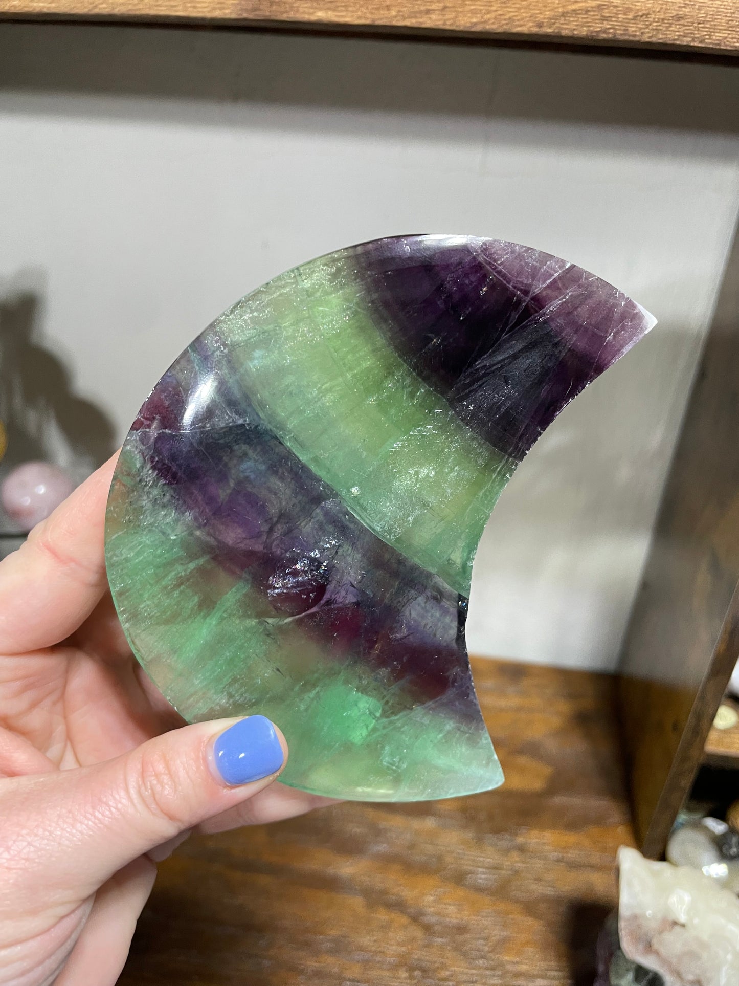 Large Rainbow Fluorite Moon