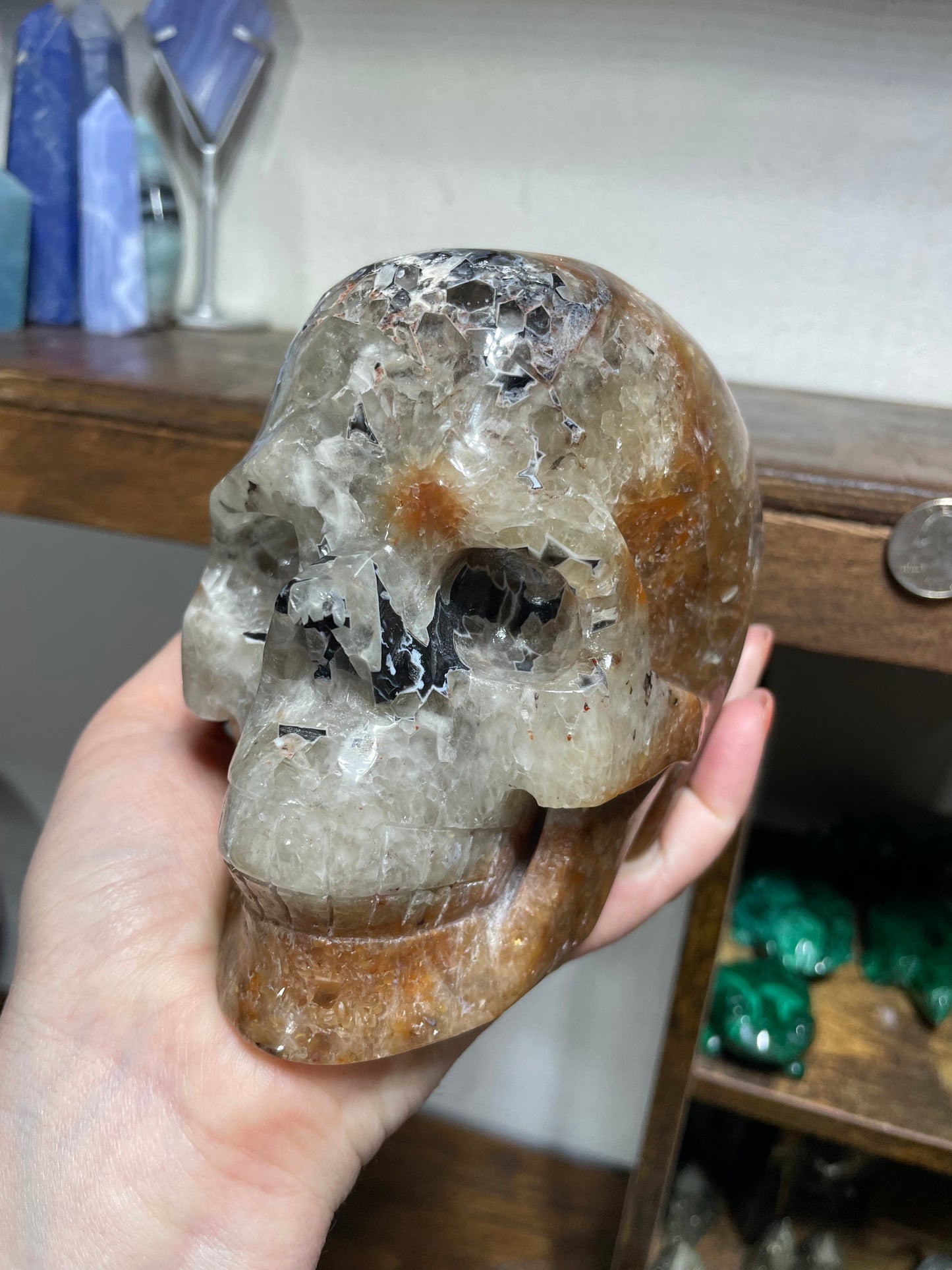 XL Mosaic Chalcedony Skull