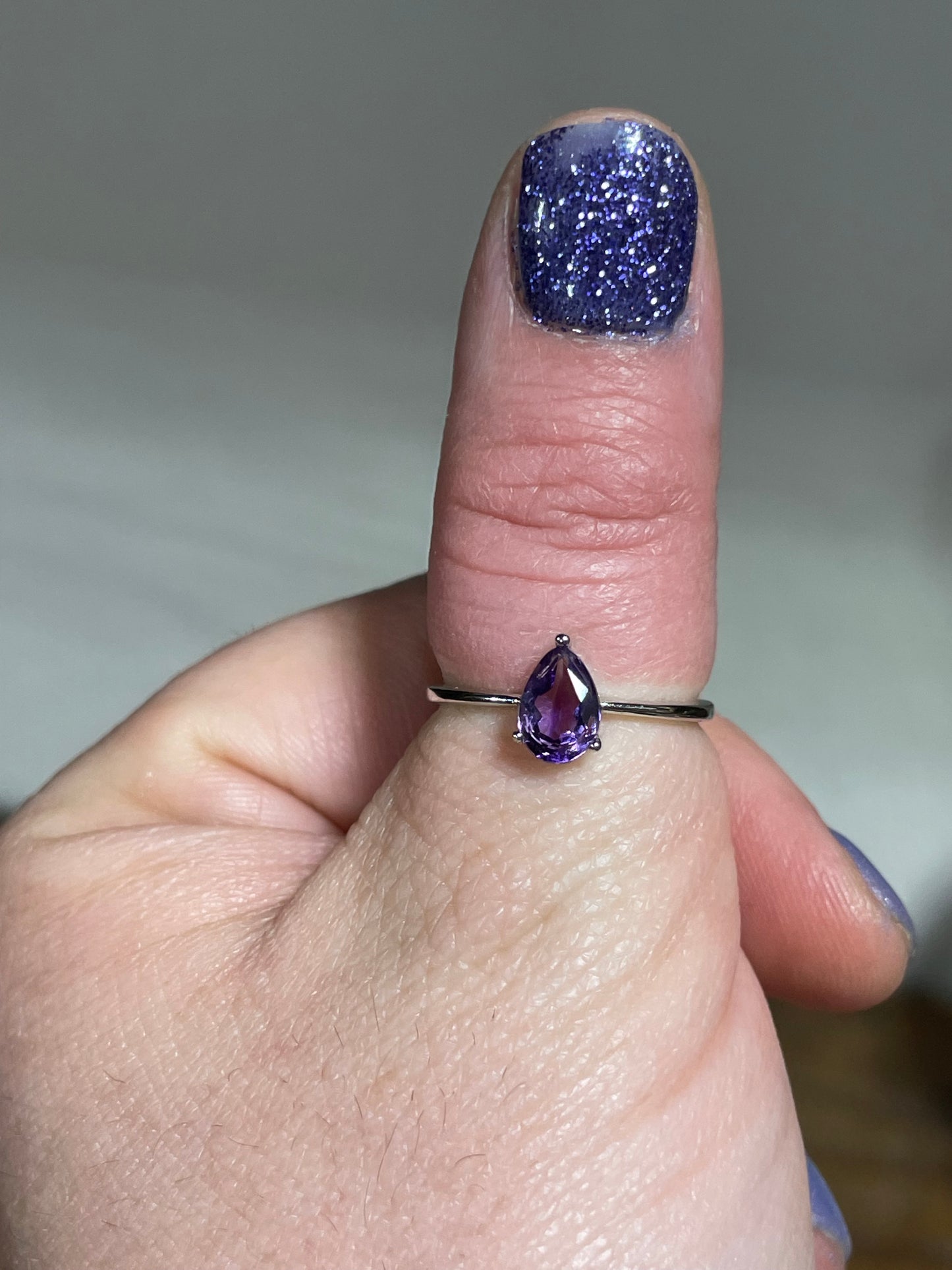 Teardrop Amethyst Ring Sterling Silver