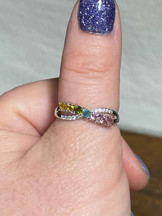 Rainbow Tourmaline Ring Sterling Silver