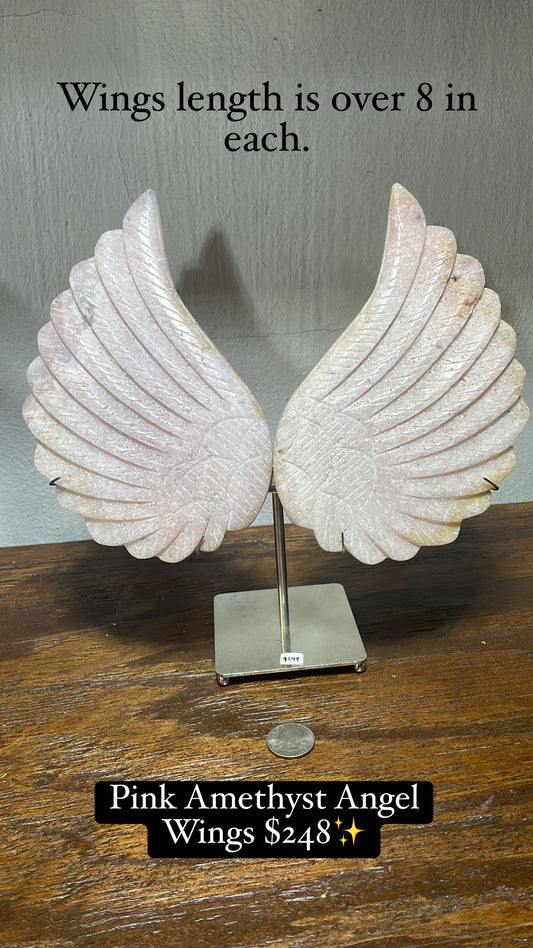 Pink Amethyst Angel Wings