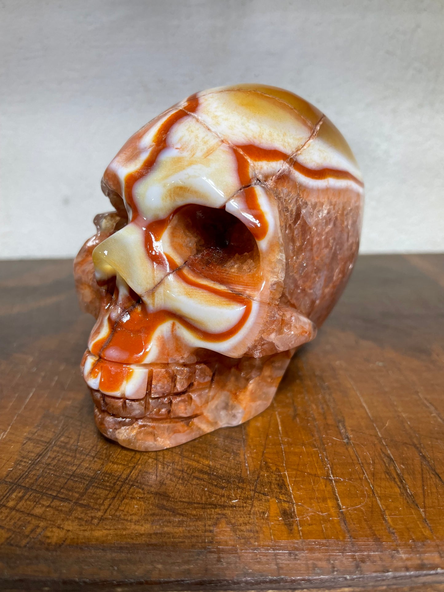 Carnelian & Fire/Rose Quartz Skull