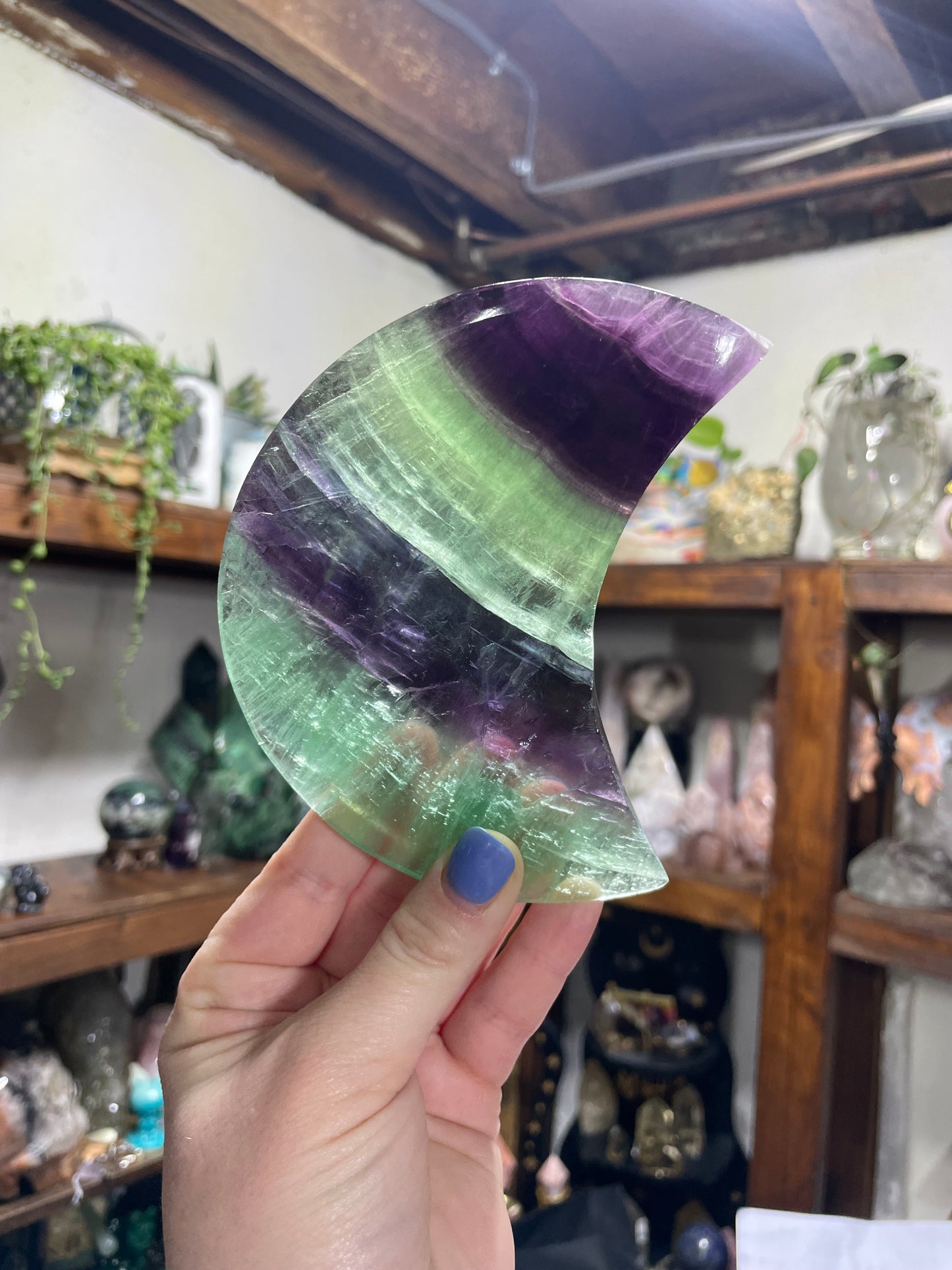 Large Rainbow Fluorite Moon